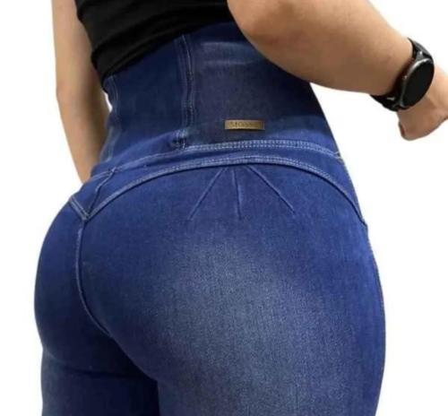Calza Jean Fajera Mossa Tiro Alto Faja Tela Símil Jean Marca Mossa - Miniatura 2