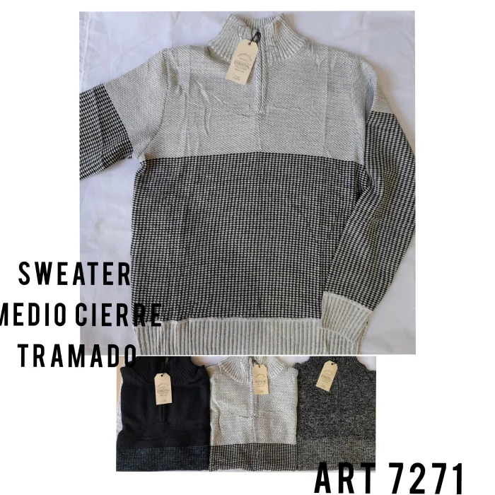 Sweater Medio Cierre Tramado por Mayor