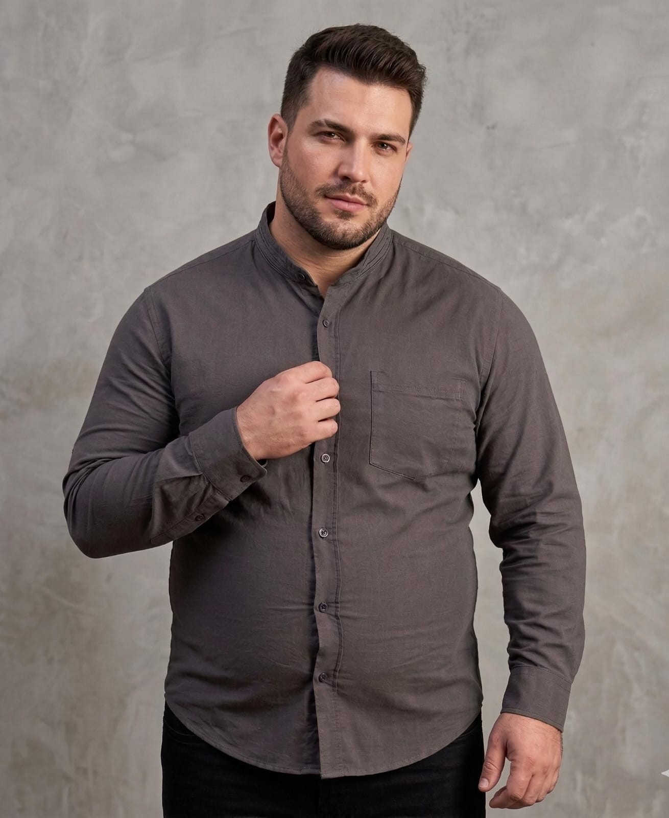 Camisa Elastizado Liso Talla Especial M / Larga - Imagen 2