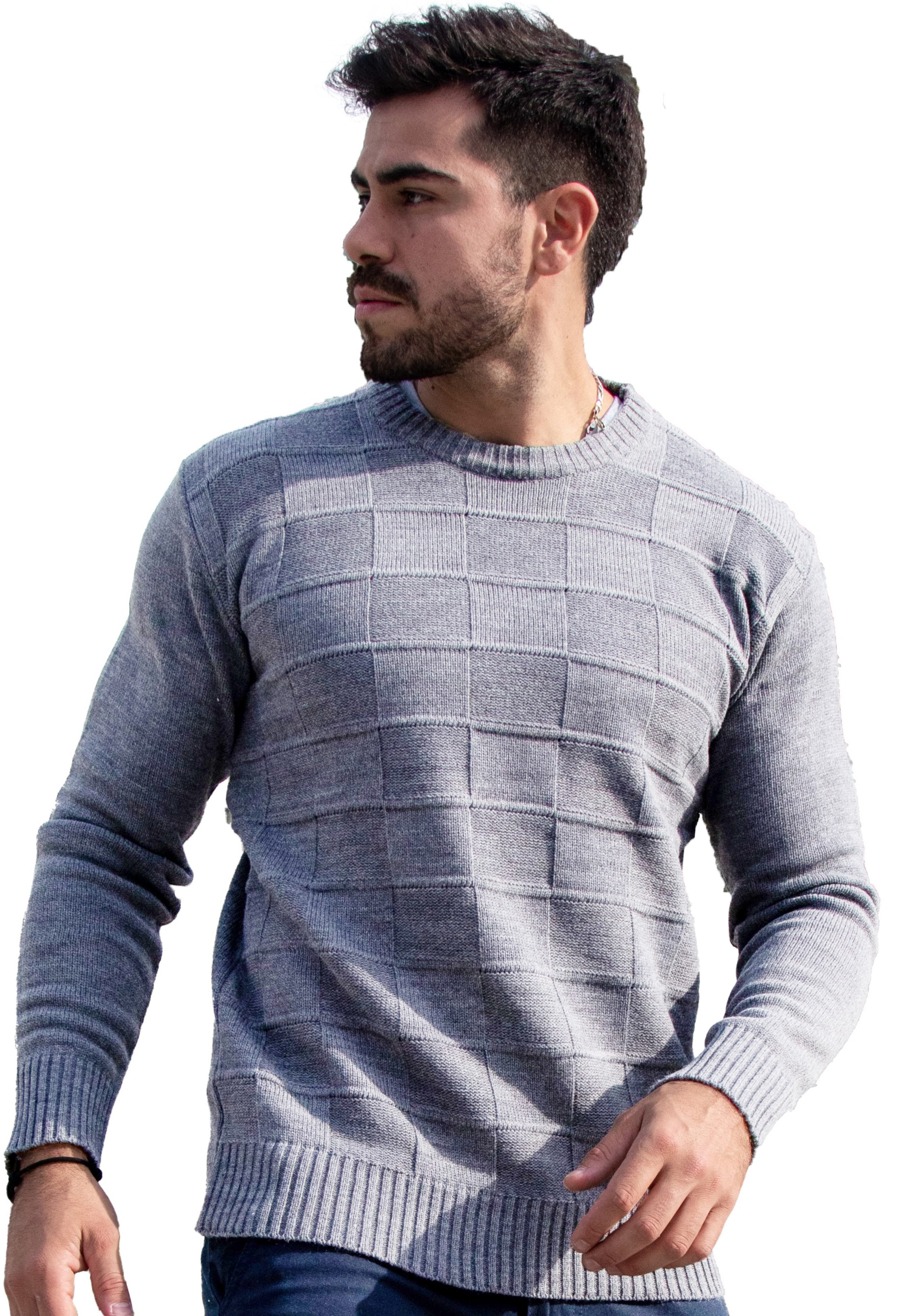Sueter Cuello Redondo - Sweater%20De%20Lana%20Hombre%20Pullover%20De%20Invierno%20Estilo%20Cuadros%20GRIS%20MELANGE.jpg