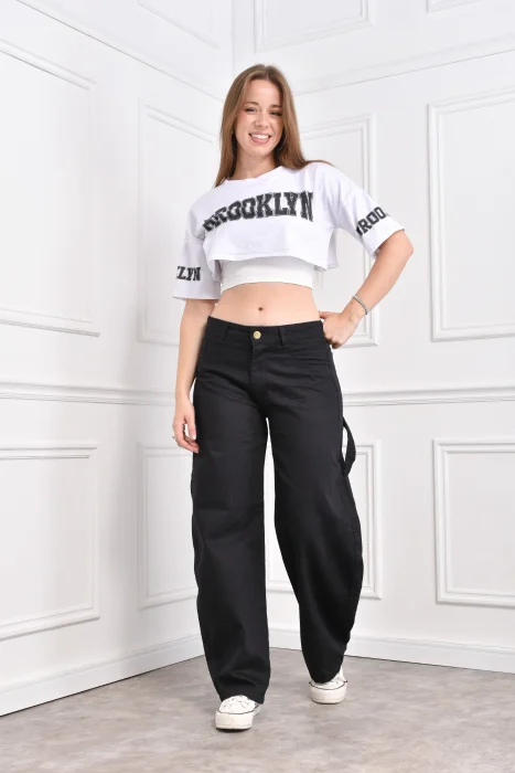 Baggy Negro de Jeans Rigido