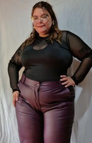 Body con Mangas de Tul y Escote de Microfibra Lycra Talles Reales Uva - Miniatura 3