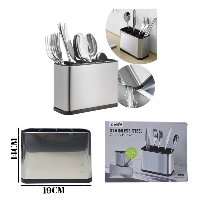 Porta Cubiertos de Cocina Acero Inoxidable (av24855)