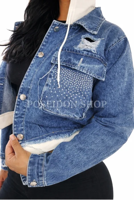 Camperas de Jeans con Capucha Algodon