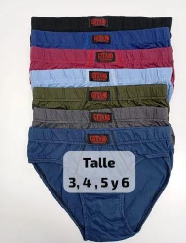 Slip Gitano Adulto Talle 3 4 5 y 6 Embutido Lisos X Docena