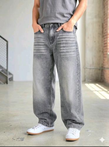 Pantalon Baggy Gris Nevado con Localizado