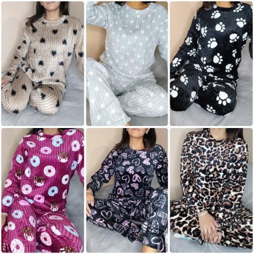 Pijama Plush Flannel Acanelado Dama - Miniatura 2