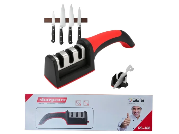 Afilador de Cuchillos 3 en 1 y Tijeras Acero Seis (av5717)