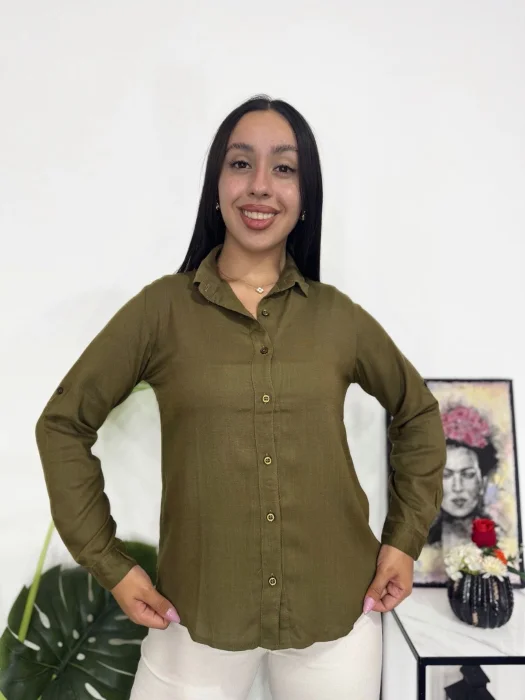Camisa Clásica de Lino Manga Larga !!oferta!!!