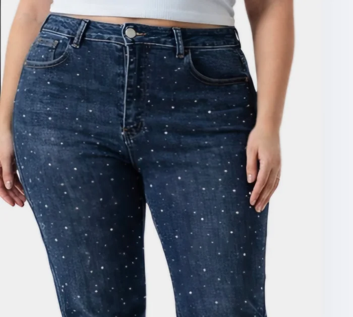 Jeans  Mom con Strass Elastizado