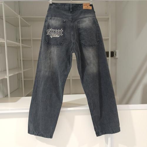 Pantalón Baggy Bordado - Gris Matizado