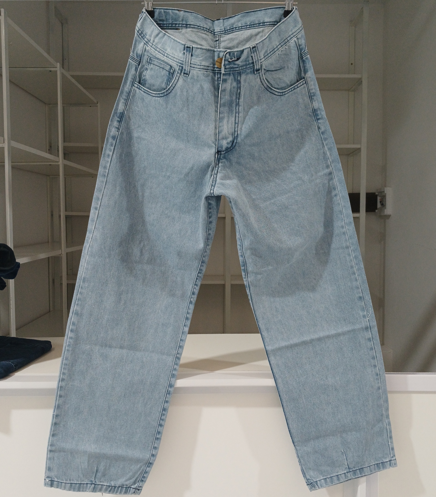 Pantalón Baggy Pinzas Azul Celeste Oxido Nevado Soft New - Imagen 2