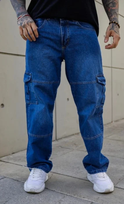 Baggy Recto Azul Cargo