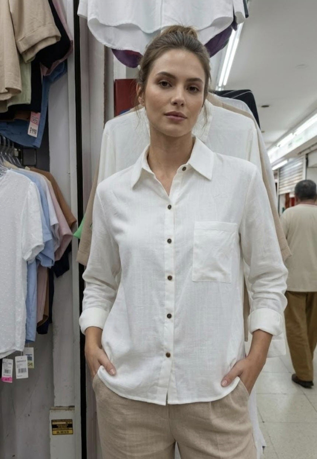 Camisa Lino Manga Larga - Imagen 3