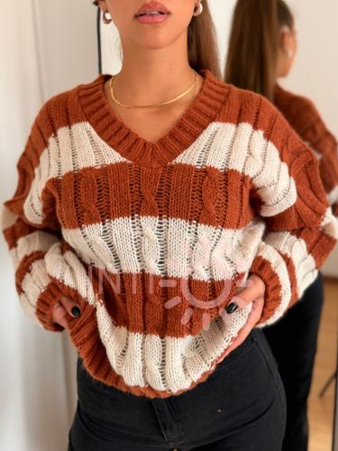 Sweater de Lana Frizada Rayado