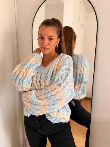 Sweater de Lana Frizada Rayado - Miniatura 2