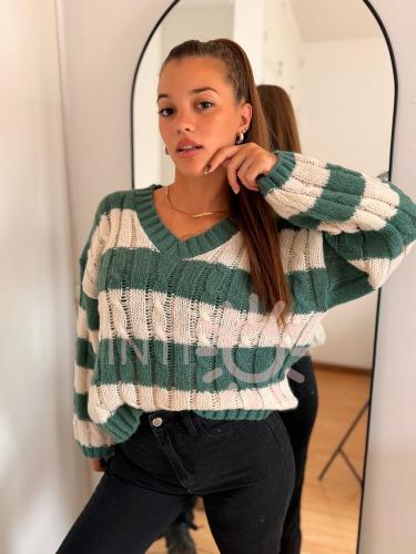Sweater de Lana Frizada Rayado - Miniatura 3