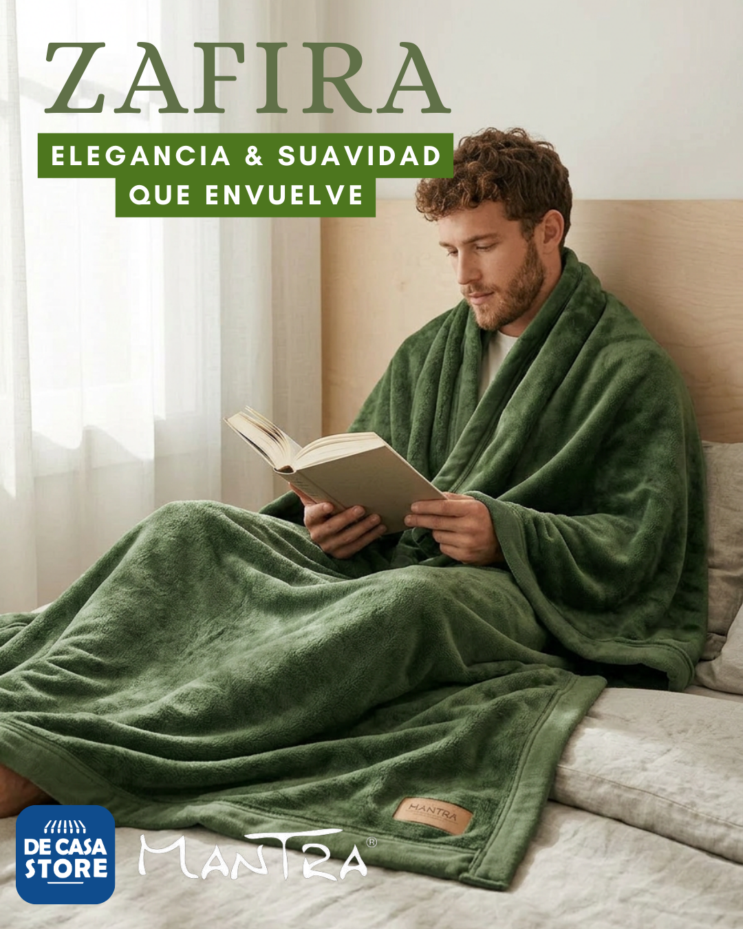 Frazada Flannel Premium 400 Gr. King Verde Línea Zafira Suave, Abrigada Elegante - 8.png