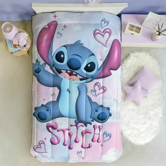 Acolchado Infantil 1 1/2 Plaza Stitch Reversible Licencia Oficial Disney