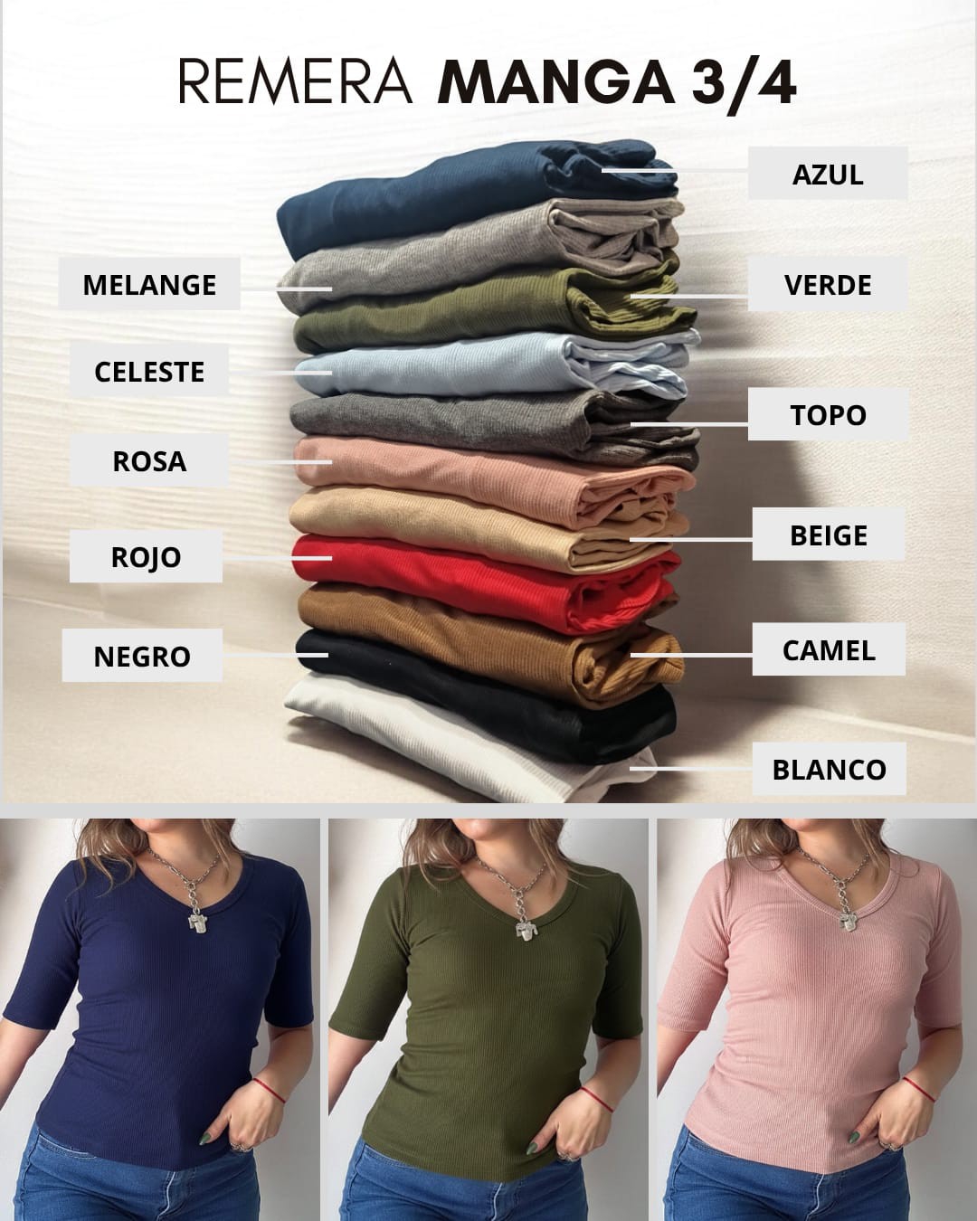 Remera Manga 3/4 Morley - Imagen 1