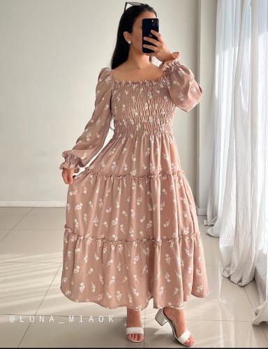 Vestido  Manga Larga con Frunce