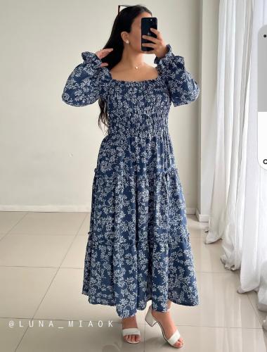 Vestido  Manga Larga con Frunce - Miniatura 6