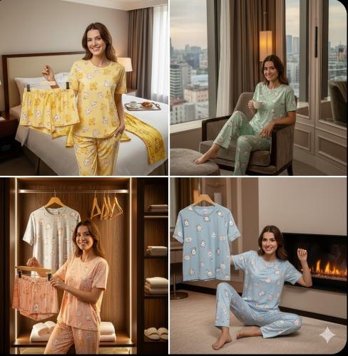 Pijamas de 3 Piezas de Dama