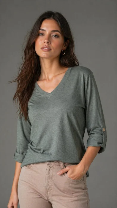 Camiseta "v" Basica Viscosa
