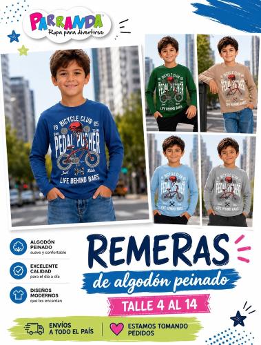 Remeras de Algodon Peinado Niños