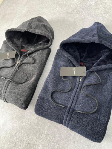 Campera Chenille con Piel y Capucha Premium