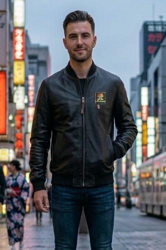 Chaqueta Bomber Eco Cuero Negro Opaco New - Miniatura 1