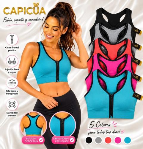 Top Seamless Capicua Cierre y Bordes Negro - Miniatura 2