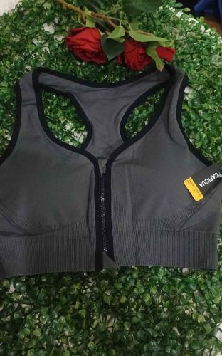 Top Seamless Capicua Cierre y Bordes Negro - Miniatura 5