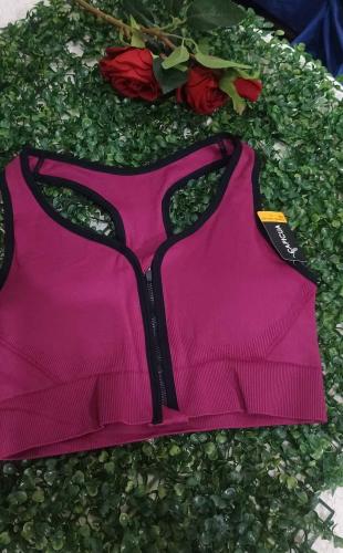 Top Seamless Capicua Cierre y Bordes Negro - Miniatura 7