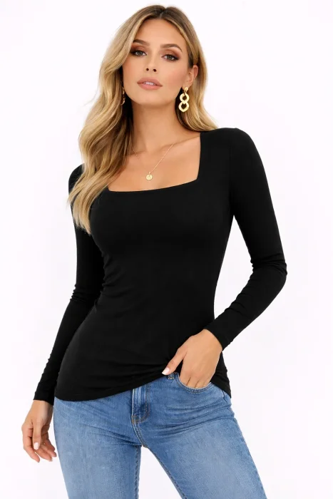 Camiseta Escote Cuadrado Modal Viscosa