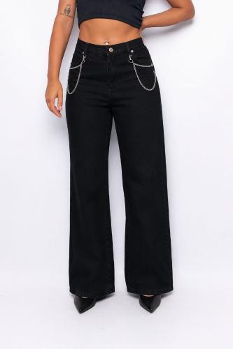 Jean Baggy con Cadenita Negro - Miniatura 2