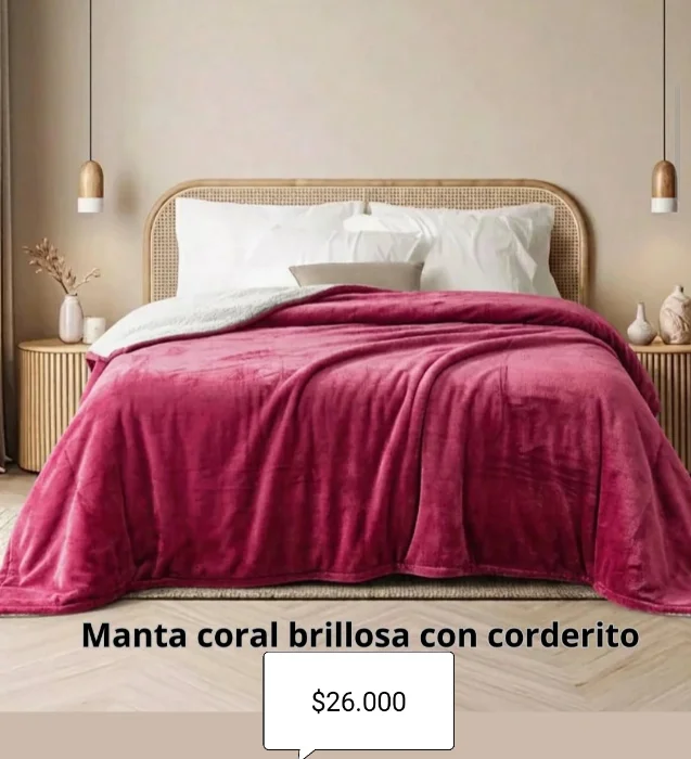 Manta Brillosa Lisa con Corderito