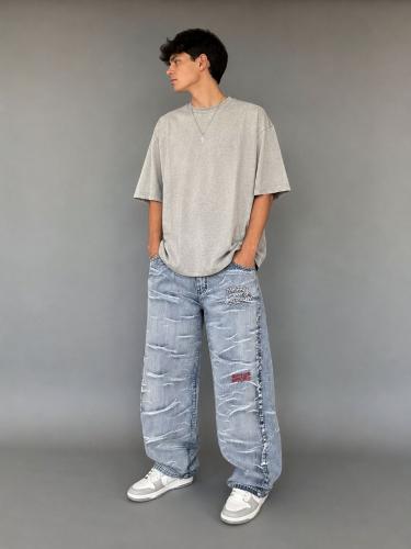 Baggy Celeste  Nevado Bordado