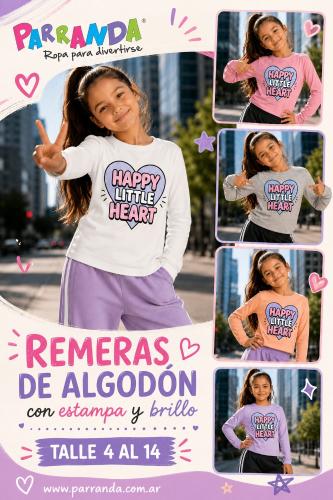Remeras de Algodón con Estampa Niña