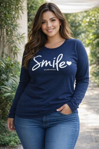 Camiseta Mangas Largas Talles Especiales de Algodón Cardado para Mujer - Miniatura 1