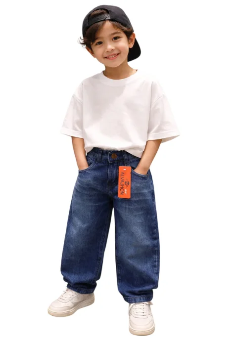 Jeans Bagui Niño Azul Arenado con Bigotes