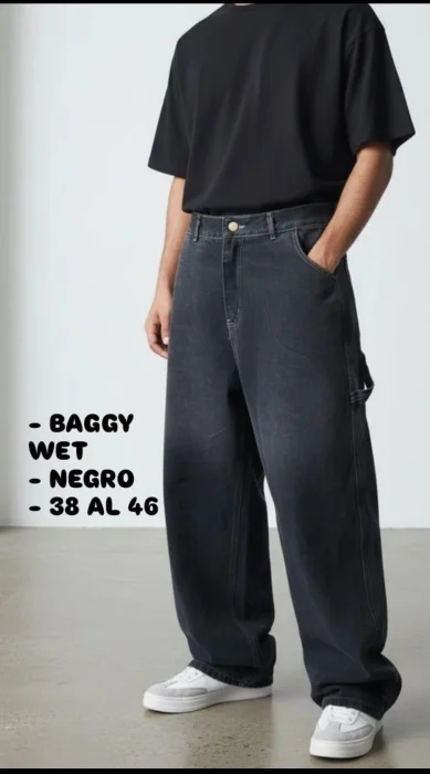 Pantalón Baggy Wet Negro