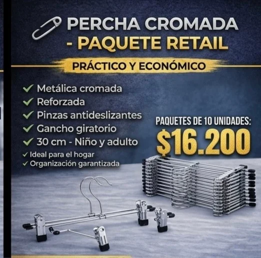 Perchas Cromadas Gancho Niños Adultos