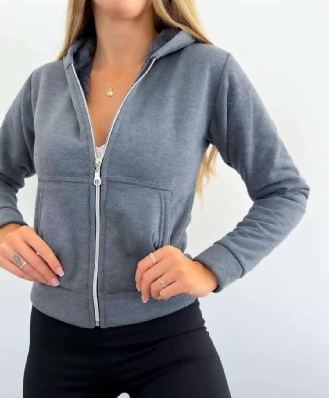 Campera Jersey con Piel ( N ) - Imagen 1