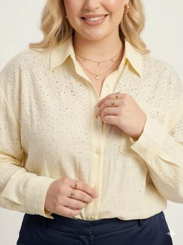 Camisa Importada con Strass Talle Amplio
