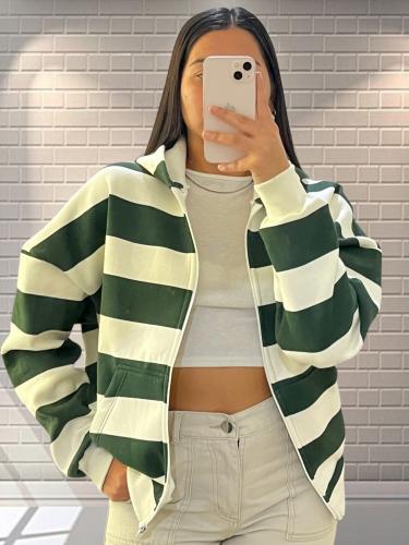 Campera Boxy Fit  Rayada Friza Peinada - Miniatura 2