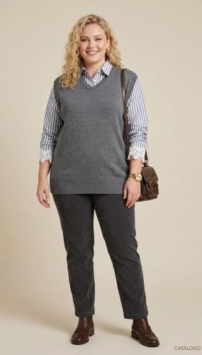 Chaleco Unisex Cuello V Hombre Mujer, Talle Especial