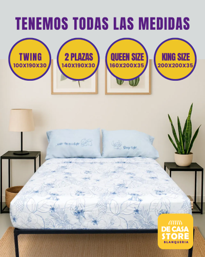 Juego de Sábanas Queen Size Stitch 4 Piezas Ultra Soft Licencia Oficial Disney - Miniatura 6