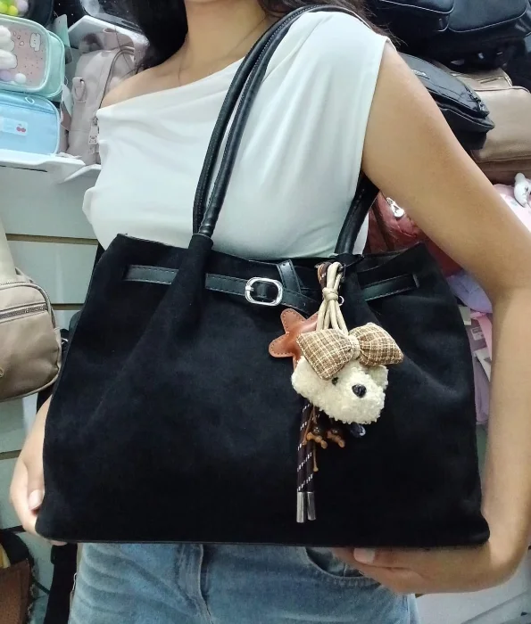 Cartera de Gamuza con Asa de Eco Cuero