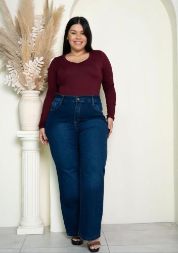 Jeans Wide Leg Elastizado Talle Especial Azul